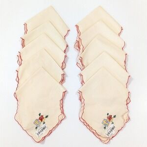 (Lot of 10) Vintage Christmas Bread Basket Liners Roll Cover Bun Warmer Cloth